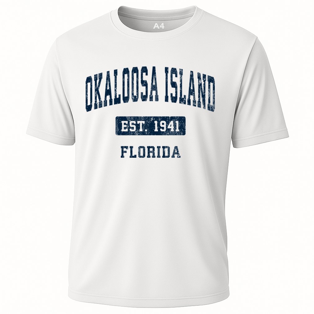 Okaloosa Island Florida Fl Vintage Sports Established Cooling Performance Crew T-Shirt