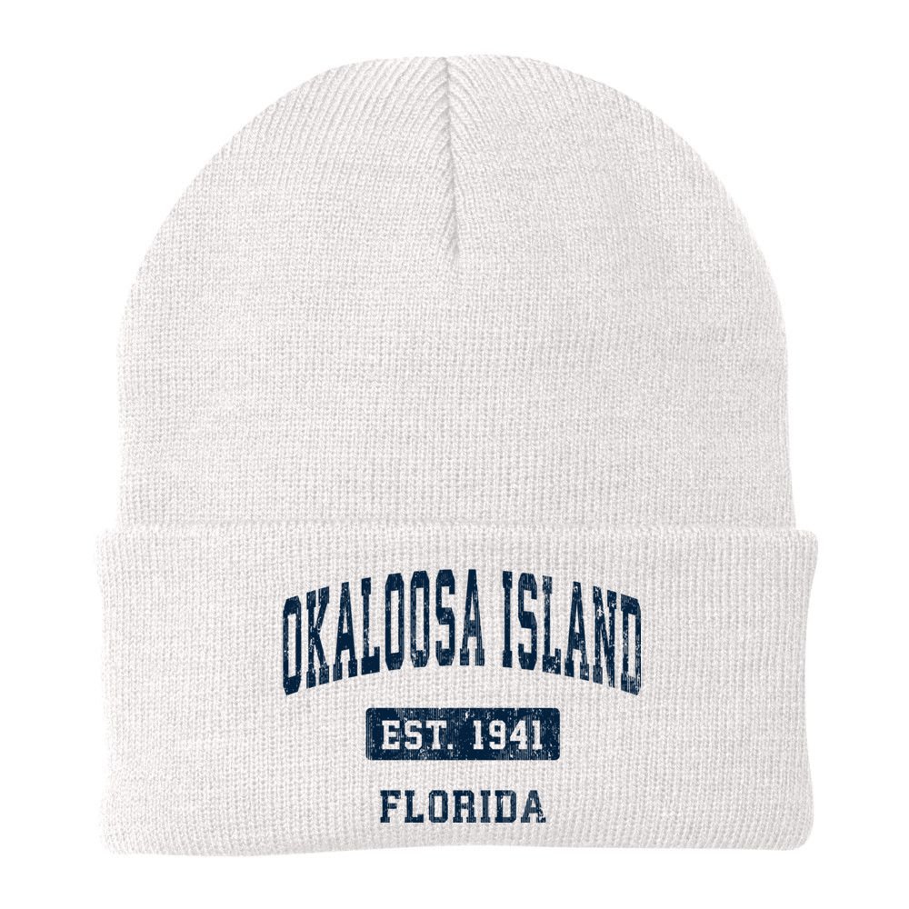 Okaloosa Island Florida Fl Vintage Sports Established Beanie