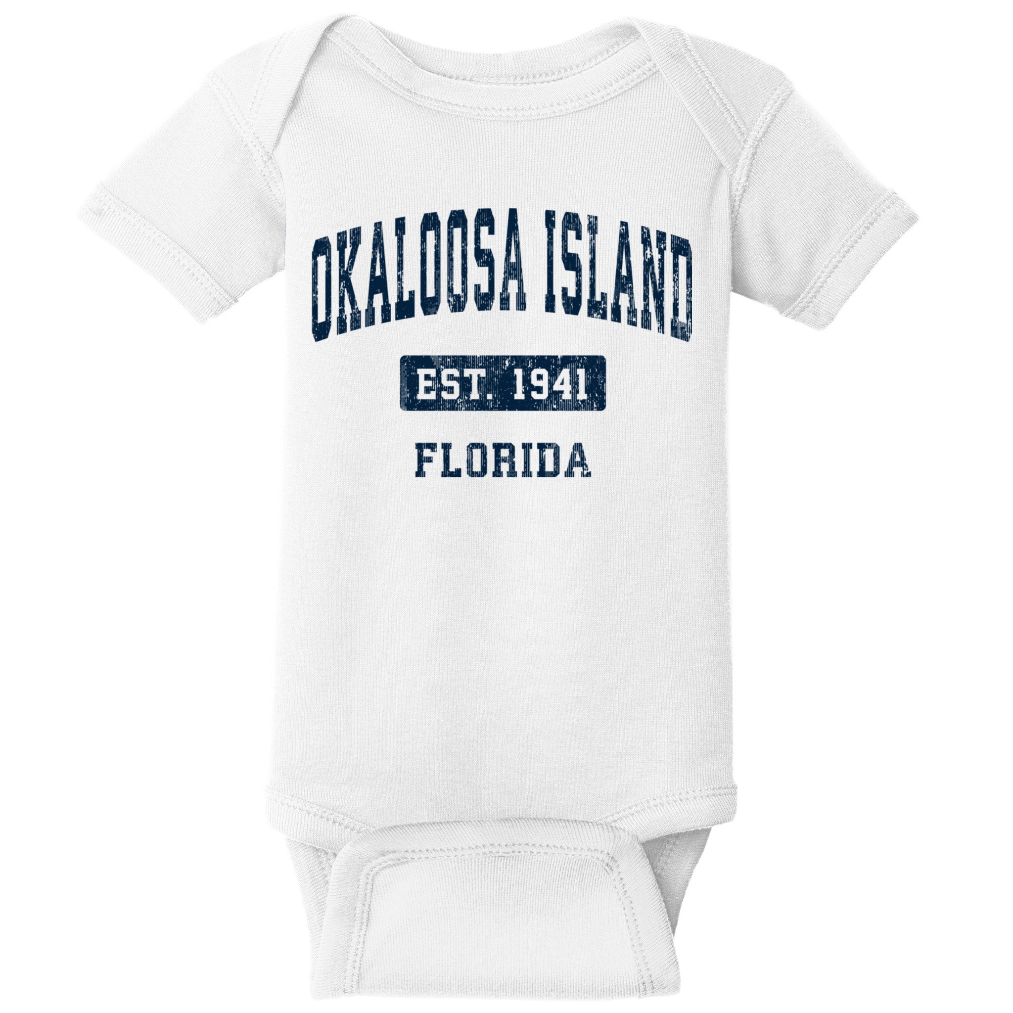 Okaloosa Island Florida Fl Vintage Sports Established Baby Bodysuit