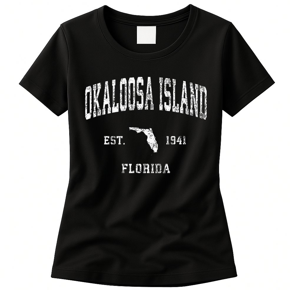 Okaloosa Island Florida FL Vintage Athletic Sports Womens T-Shirt