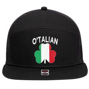 OTalian Italian Funny St PatrickS Day Italia Shamrock Flag 7 Panel Mesh Trucker Snapback Hat