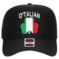 OTalian Italian Funny St PatrickS Day Italia Shamrock Flag High Crown Mesh Back Trucker Hat