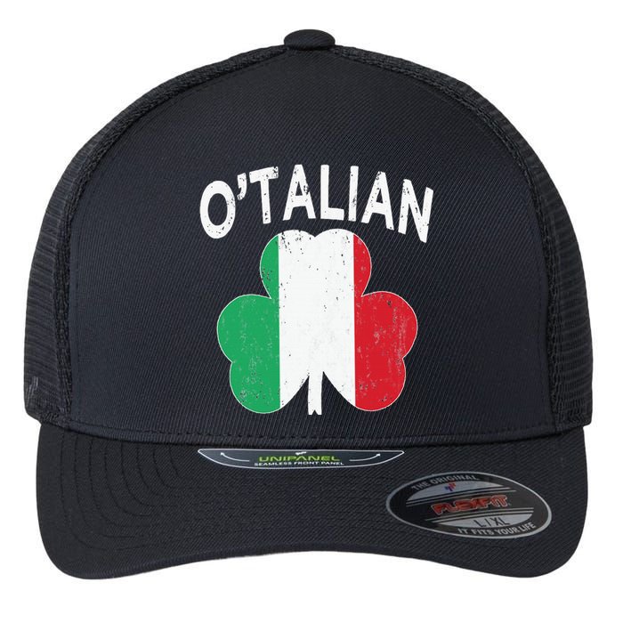 OTalian Italian Funny St PatrickS Day Italia Shamrock Flag Flexfit Unipanel Trucker Cap