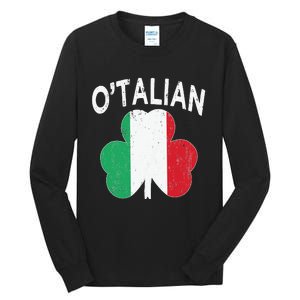 OTalian Italian Funny St PatrickS Day Italia Shamrock Flag Tall Long Sleeve T-Shirt