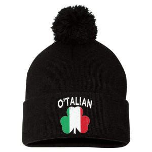 OTalian Italian Funny St PatrickS Day Italia Shamrock Flag Pom Pom 12in Knit Beanie