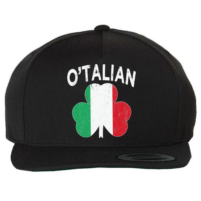 OTalian Italian Funny St PatrickS Day Italia Shamrock Flag Wool Snapback Cap