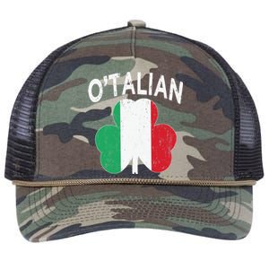 OTalian Italian Funny St PatrickS Day Italia Shamrock Flag Retro Rope Trucker Hat Cap