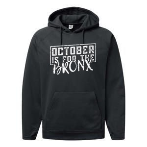 October Is For The Bronx Funny Bold Statement Fall Season Performance Fleece Hoodie