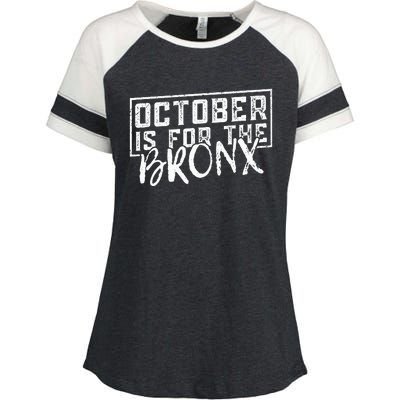 October Is For The Bronx Funny Bold Statement Fall Season Enza Ladies Jersey Colorblock Tee