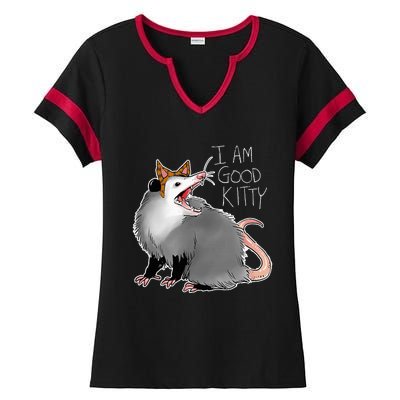 Opossum I Funny Possum I Am A Good Kitty Ladies Halftime Notch Neck Tee