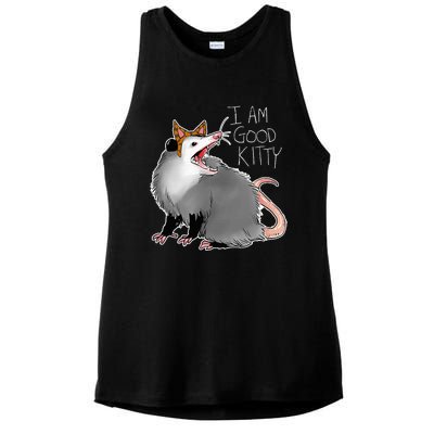 Opossum I Funny Possum I Am A Good Kitty Ladies PosiCharge Tri-Blend Wicking Tank