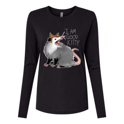 Opossum I Funny Possum I Am A Good Kitty Womens Cotton Relaxed Long Sleeve T-Shirt