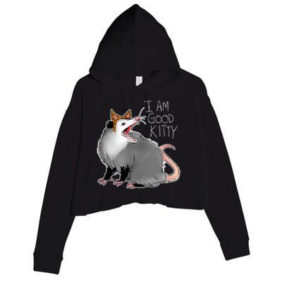 Opossum I Funny Possum I Am A Good Kitty Crop Fleece Hoodie