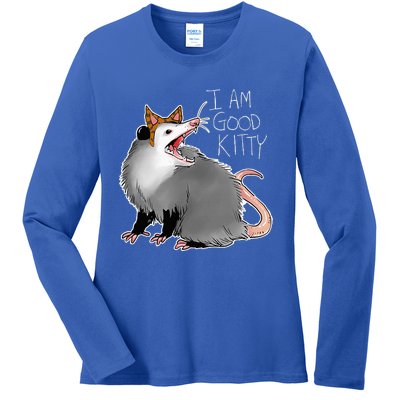 Opossum I Funny Possum I Am A Good Kitty Ladies Long Sleeve Shirt