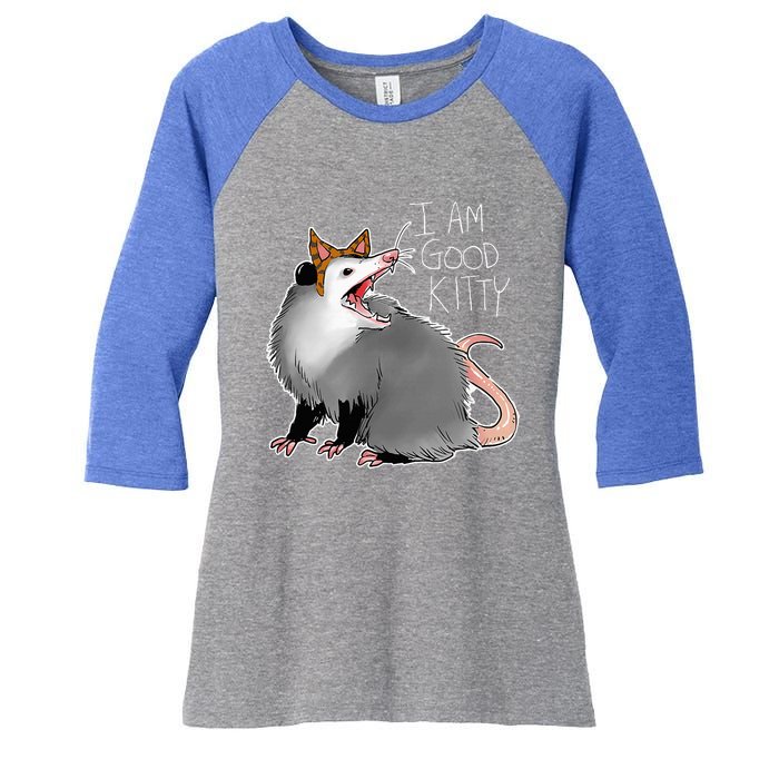 Opossum I Funny Possum I Am A Good Kitty Women's Tri-Blend 3/4-Sleeve Raglan Shirt