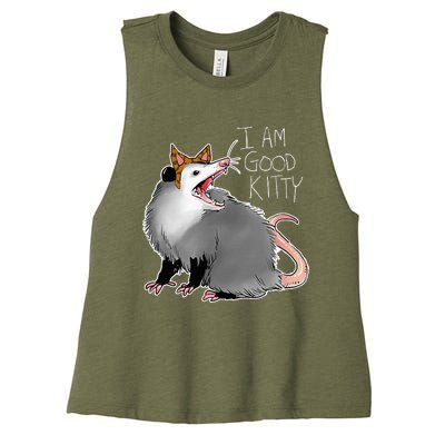 Opossum I Funny Possum I Am A Good Kitty Women's Racerback Cropped Tank