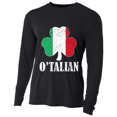 Otalian Italian Funny St Patricks Day Italia Shamrock Flag Cooling Performance Long Sleeve Crew