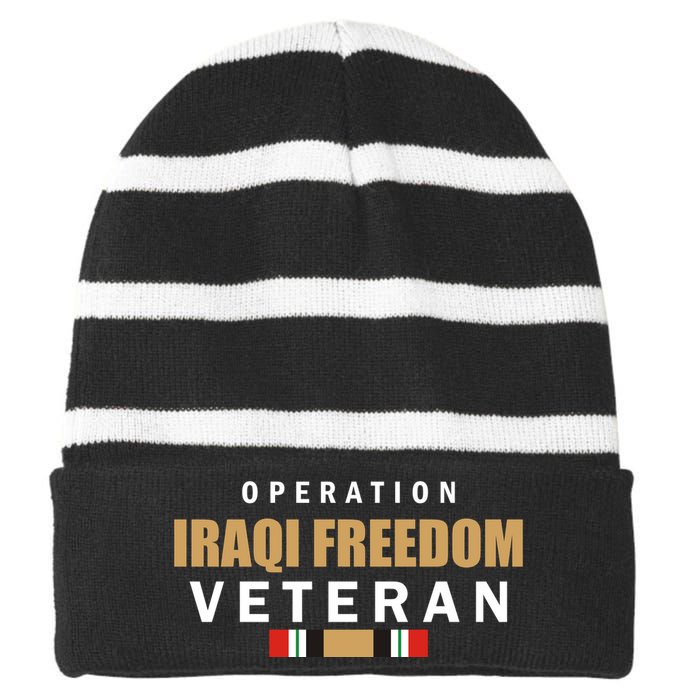 Operation Iraq Freedom Veteran Striped Beanie with Solid Band