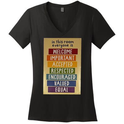 Official Idaho Golden sign Everyone Is Welcome Here teacher Women's V-Neck T-Shirt