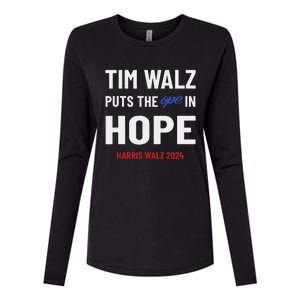 Ope In Hope Tim Walz Midwest Democrats 2024 Election Womens Cotton Relaxed Long Sleeve T-Shirt