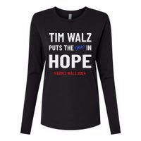 Ope In Hope Tim Walz Midwest Democrats 2024 Election Womens Cotton Relaxed Long Sleeve T-Shirt