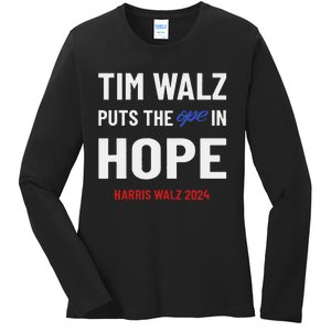 Ope In Hope Tim Walz Midwest Democrats 2024 Election Ladies Long Sleeve Shirt