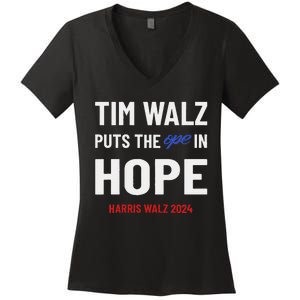 Ope In Hope Tim Walz Midwest Democrats 2024 Election Women's V-Neck T-Shirt