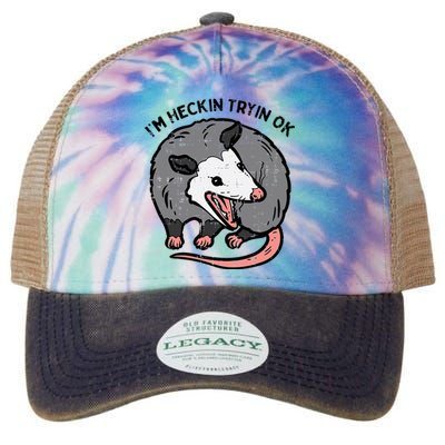 Opossum Im Heckin Tryin Ok Possum S.T.R.E.E.T Cat Legacy Tie Dye Trucker Hat