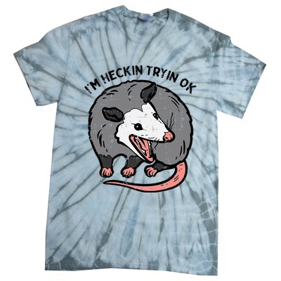 Opossum Im Heckin Tryin Ok Possum S.T.R.E.E.T Cat Tie-Dye T-Shirt