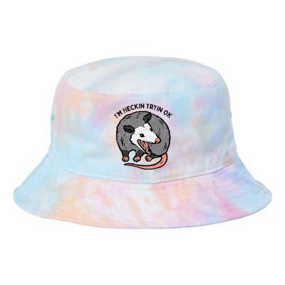 Opossum Im Heckin Tryin Ok Possum S.T.R.E.E.T Cat Tie Dye Newport Bucket Hat