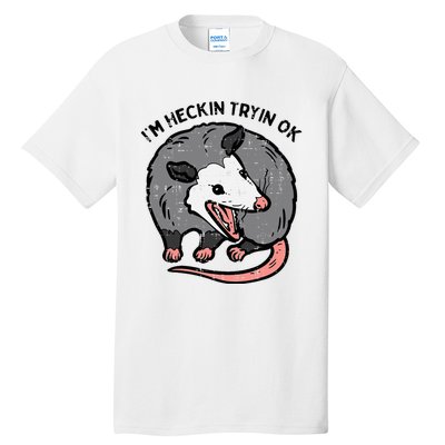 Opossum Im Heckin Tryin Ok Possum S.T.R.E.E.T Cat Tall T-Shirt