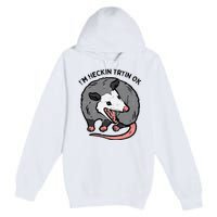 Opossum Im Heckin Tryin Ok Possum S.T.R.E.E.T Cat Premium Pullover Hoodie