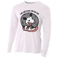 Opossum Im Heckin Tryin Ok Possum S.T.R.E.E.T Cat Cooling Performance Long Sleeve Crew