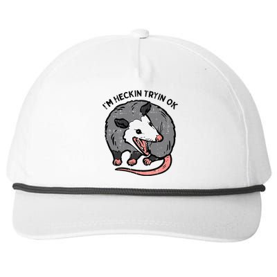 Opossum Im Heckin Tryin Ok Possum S.T.R.E.E.T Cat Snapback Five-Panel Rope Hat