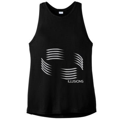 Optical Illusion Hard On The Eyes Never Ending Circle Ladies PosiCharge Tri-Blend Wicking Tank