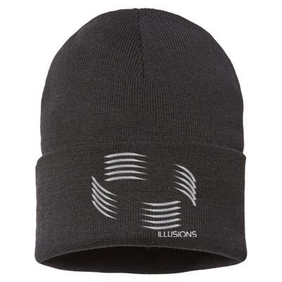 Optical Illusion Hard On The Eyes Never Ending Circle Sustainable Knit Beanie