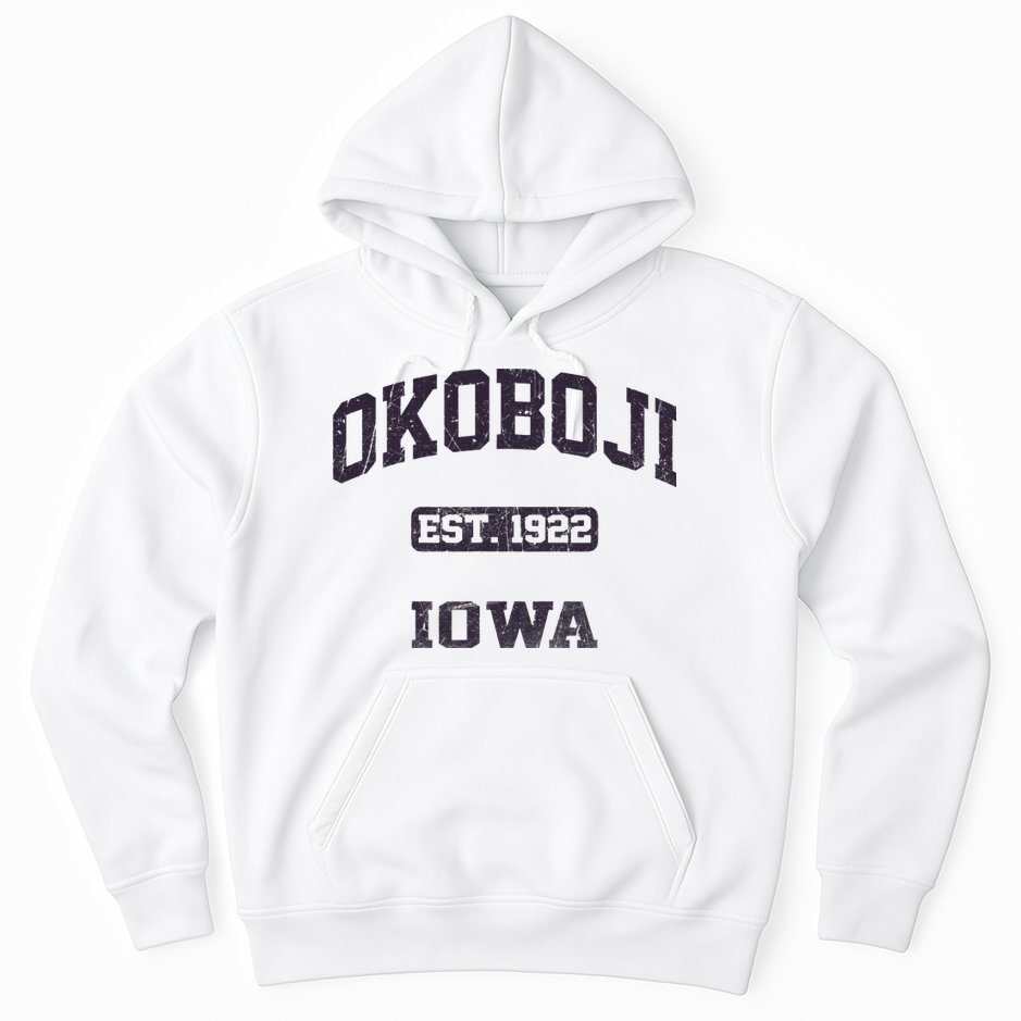 Okoboji Iowa IA vintage State Athletic style Hoodie
