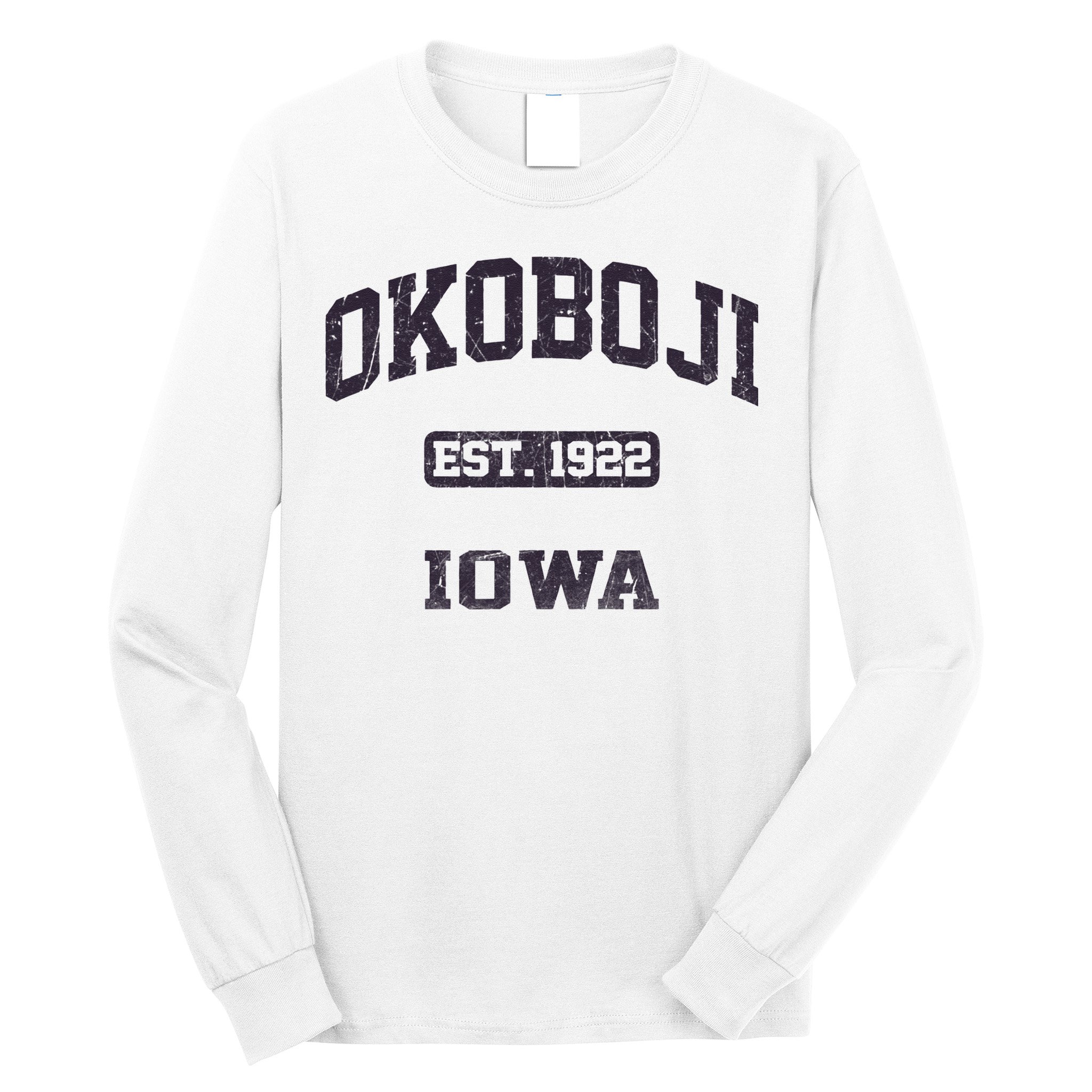 Okoboji Iowa IA vintage State Athletic style Long Sleeve Shirt