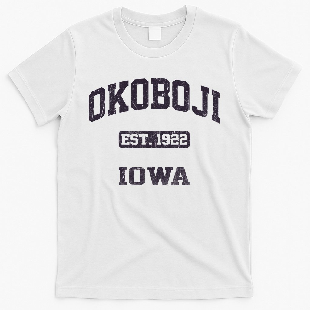 Okoboji Iowa IA vintage State Athletic style T-Shirt