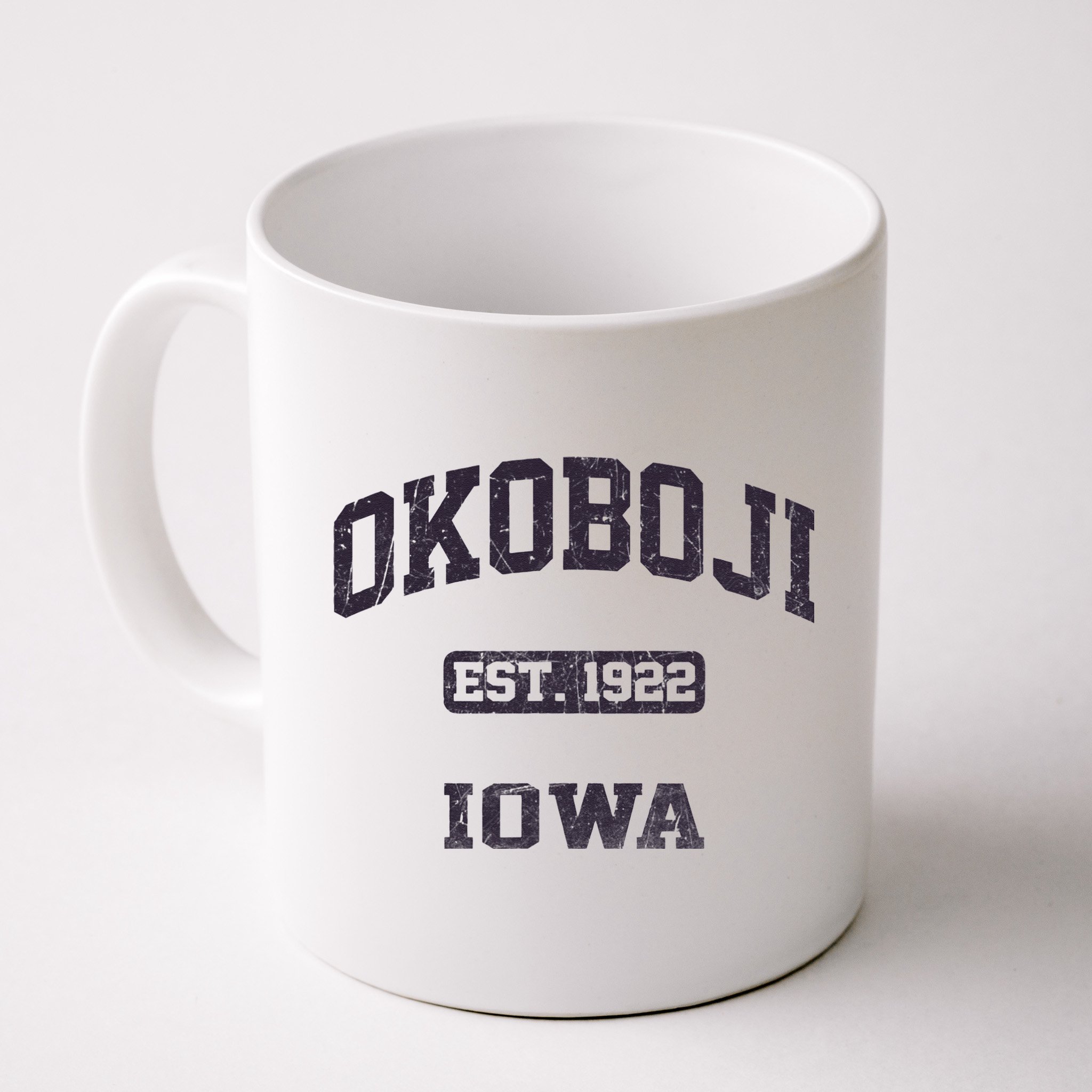 Okoboji Iowa IA vintage State Athletic style Mug