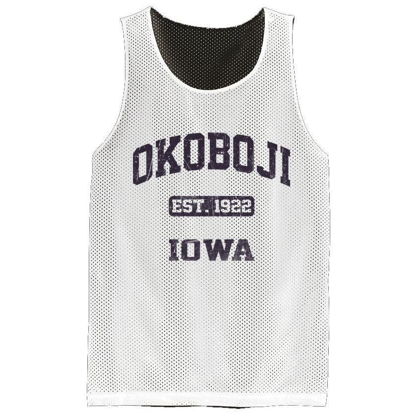 Okoboji Iowa IA vintage State Athletic style Mesh Reversible Basketball Jersey Tank
