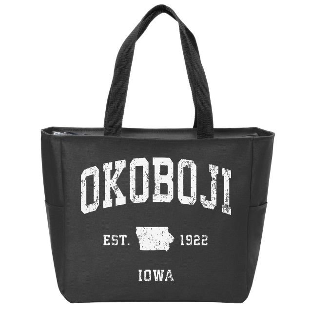 Okoboji Iowa Ia Vintage Athletic Sports Zip Tote Bag