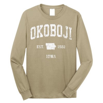 Okoboji Iowa Ia Vintage Athletic Sports Long Sleeve Shirt
