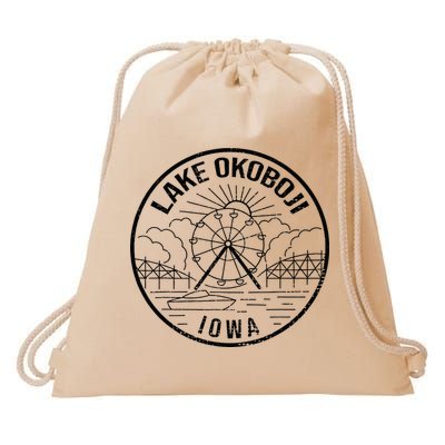 Okoboji Iowa Ia Vintage Okoboji Gifts Iowa Okoboji Lakes Drawstring Bag