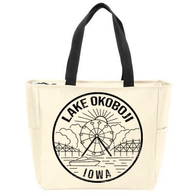 Okoboji Iowa Ia Vintage Okoboji Gifts Iowa Okoboji Lakes Zip Tote Bag