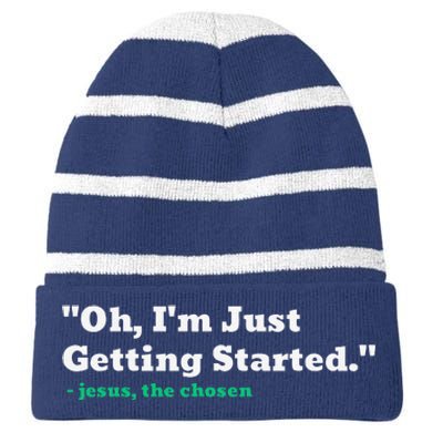 Oh IM Just Getting Started Striped Beanie with Solid Band