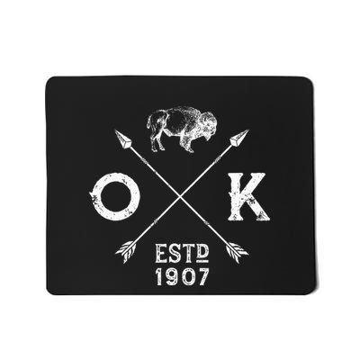 Oklahoma I Love State Arrow Bison Buffalo Mousepad