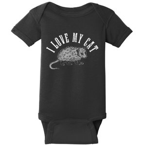 Opossum I Love My Cat Funny Opossum Baby Bodysuit