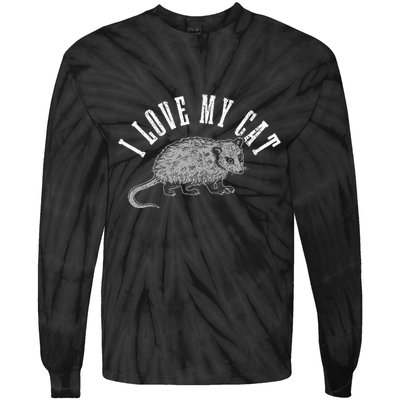 Opossum I Love My Cat Funny Opossum Tie-Dye Long Sleeve Shirt