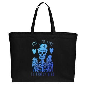 Omg Im Like Literally Dead Lazy Halloween Costume Skeleton Gift Cotton Canvas Jumbo Tote